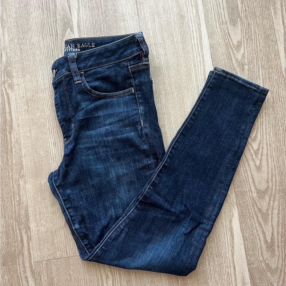 American Eagle Jeggings Size 8 Regular Dark Wash No Rips
